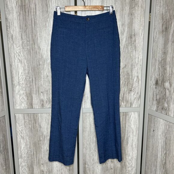 Rouje Paris Pants Linen Blend Straight Leg Navy Blue Size 38 - Picture 1 of 9